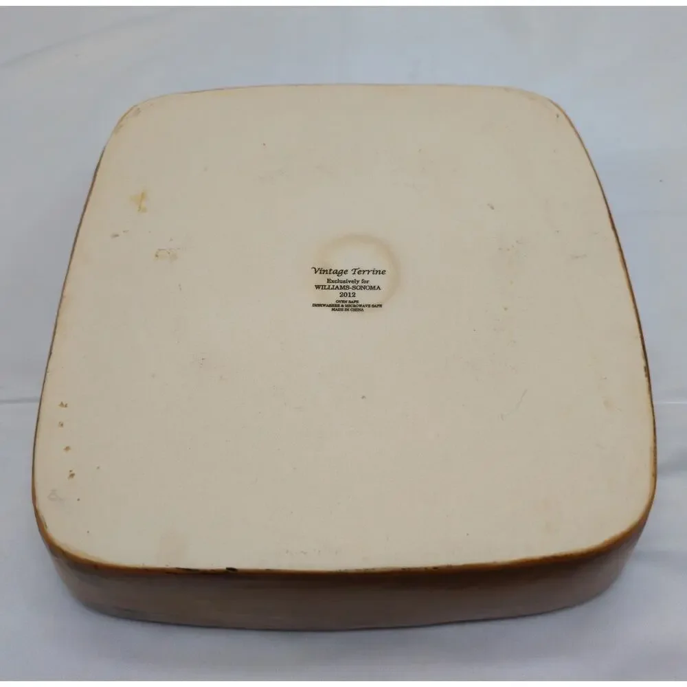 Williams Sonoma Vintage 9 Inch Square Covered Terrine 2012 Rustic Stoneware